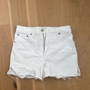 Abercrombie & Fitch High Rise Mom Frayed Hem White Jean Shorts